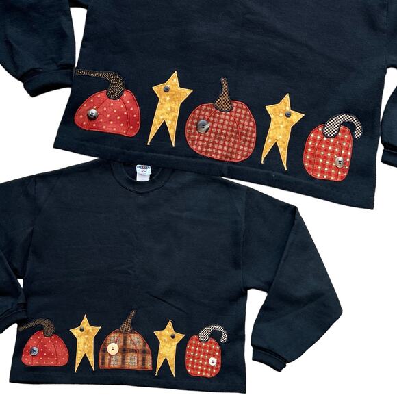 SOLD Jerzees Activewear NuBlend Double Sided Pumpkin Cropped Crewneck Sz L - Picture 4 of 4